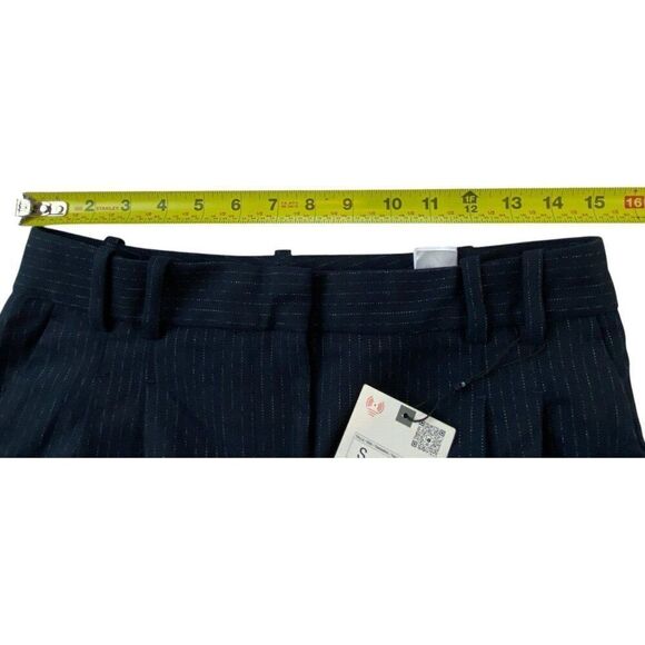 Zara Womens Dress Pants Size S Navy Blue Straight Leg Pinstripe 2330/530 NWT - Picture 8 of 10